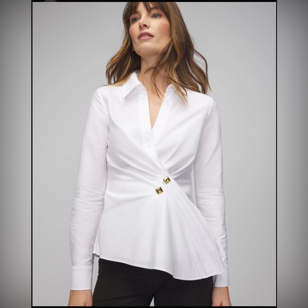INC International Concepts Elegant White Blouse with Tie Detail